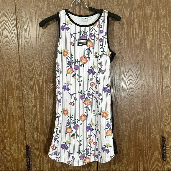 Puma Other - Puma NWT Kid's Floral Dress Large Activewear Sleeveless Stripped Black and White